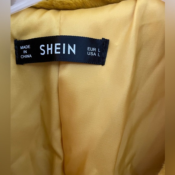 Size Large Shein faux fur mustard maxi coat - Picture 3 of 3